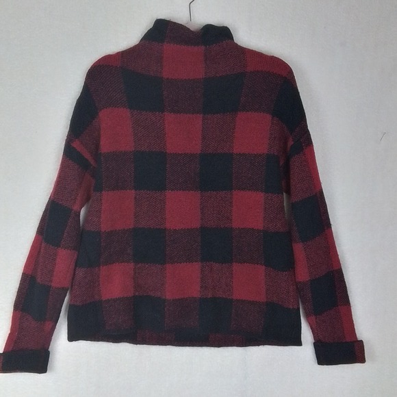 Tahari‎ Wool Blend Mock Neck Knit Sweater Size Medium Red, Black Buffalo Plaid - Picture 2 of 10